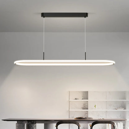 Suspension LED en aluminium noire ou blanche, lumière chaude pour table à manger