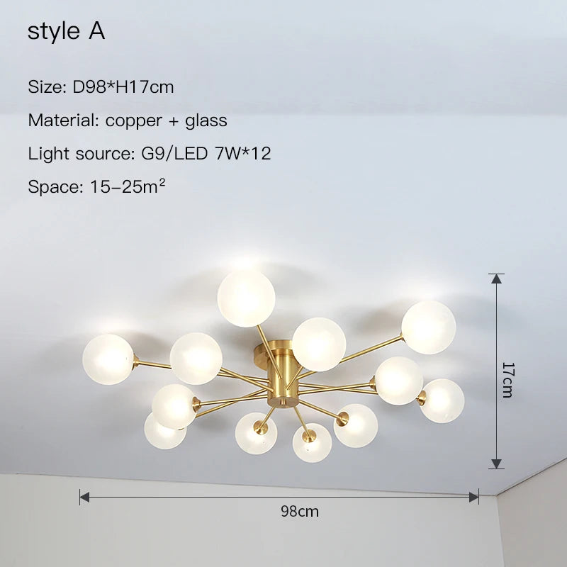 Plafonnier Sputnick design bulle en métal chrome poli pour salon et salle à manger