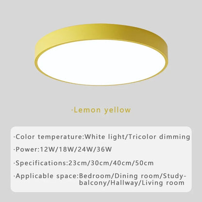 Plafonnier LED circulaire minimaliste en métal et acrylique, design moderne pour salon et bureau