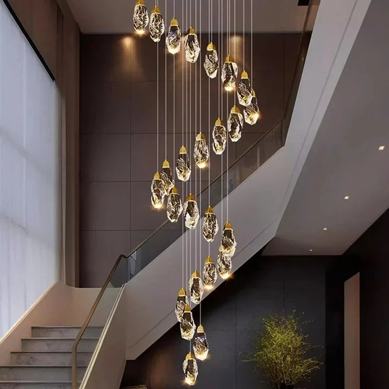 Lustre suspendu moderne en cristal LED, lumière chaude réglable pour intérieur design