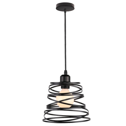 Suspension vintage en métal abat-jour cage fil noir pour éclairage intérieur