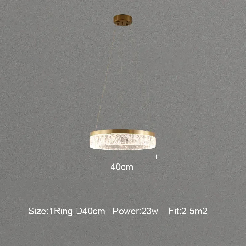 Suspension LED anneaux modernes en aluminium pour salon et salle à manger