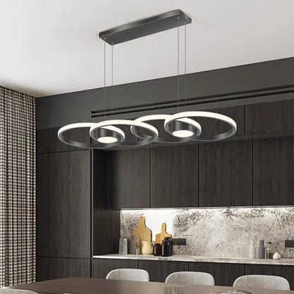 Suspension circulaire en aluminium moderne avec lumière LED chaude, pour salon et salle à manger