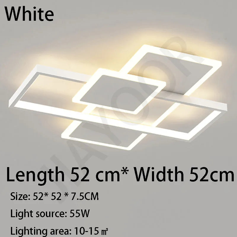 Plafonnier LED moderne en acier poli avec télécommande, lumière chaude pour salon et cuisine