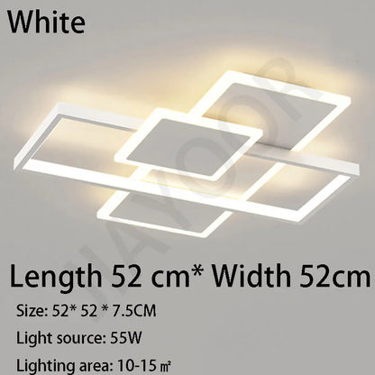 Plafonnier LED moderne en acier poli avec télécommande, lumière chaude pour salon et cuisine