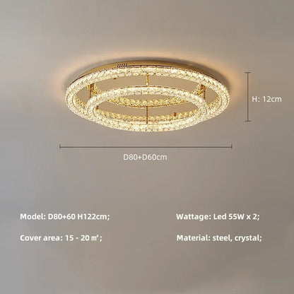 Plafonnier LED moderne rond en cristal pour salon et hôtel