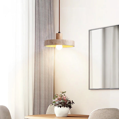 Suspension moderne en pierre travertin E27 pour ambiance chaleureuse