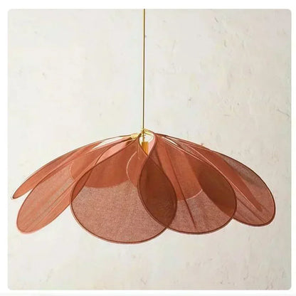 Suspension LED fleur en tissu coloré pour salon et salle à manger, lumière chaleureuse