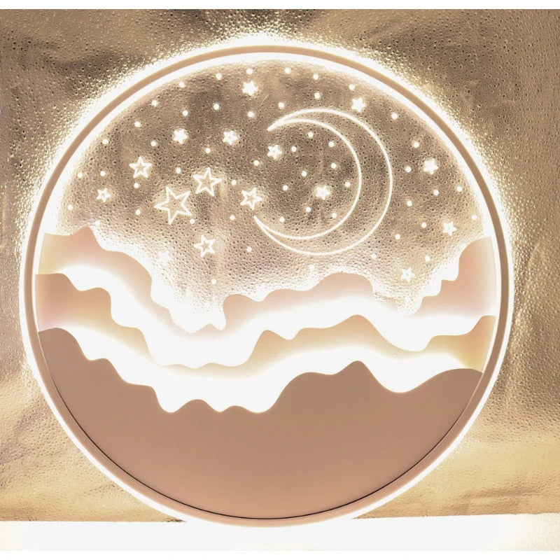 Plafonnier LED moderne étoile lune à intensité variable avec télécommande, abat-jour acrylique pour chambre d'enfants