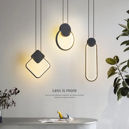 Suspension LED design moderne en aluminium, lumière chaude ou froide, noir et blanc
