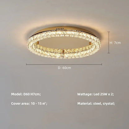 Plafonnier LED moderne rond en cristal pour salon et hôtel