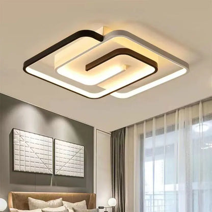 Plafonnier LED Carré Moderne en Aluminium, Lumière Dimmable et Ambiance Chaleureuse