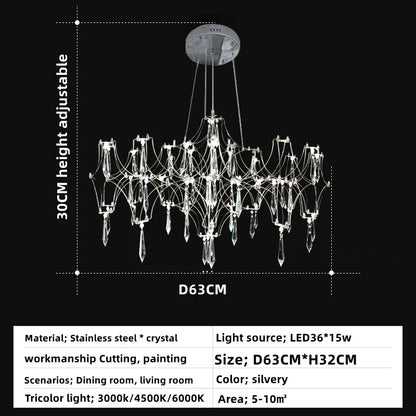 Suspension moderne en cristal pour salon et chambre, éclairage LED dimmable