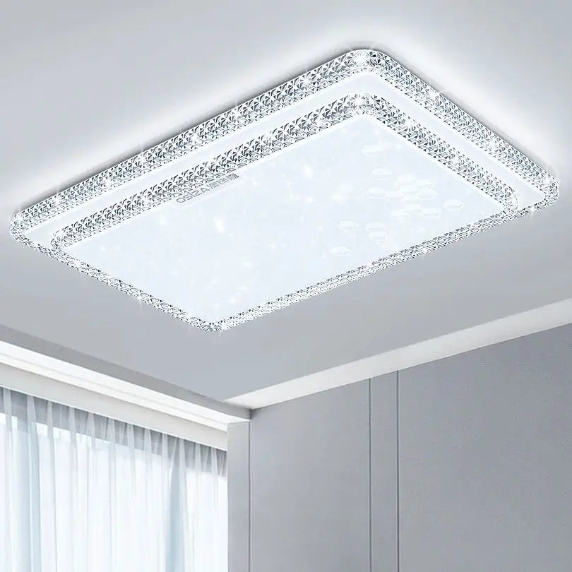 Plafonnier LED moderne design diamant blanc lumière chaude pour salon et chambre