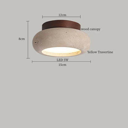 Applique Murale LED Japon Wabi Sabi en Travertin Jaune, Ambiance Chaleureuse