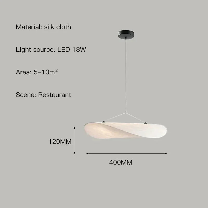 Suspension Wabi Sabi nordique en soie naturelle LED blanc modulable