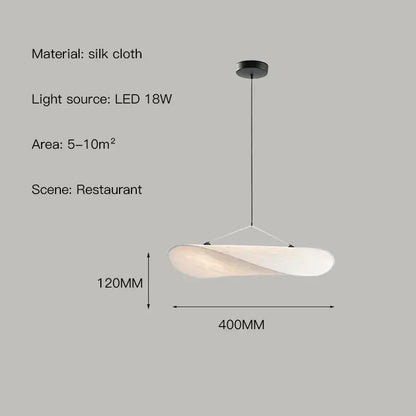 Suspension Wabi Sabi nordique en soie naturelle LED blanc modulable