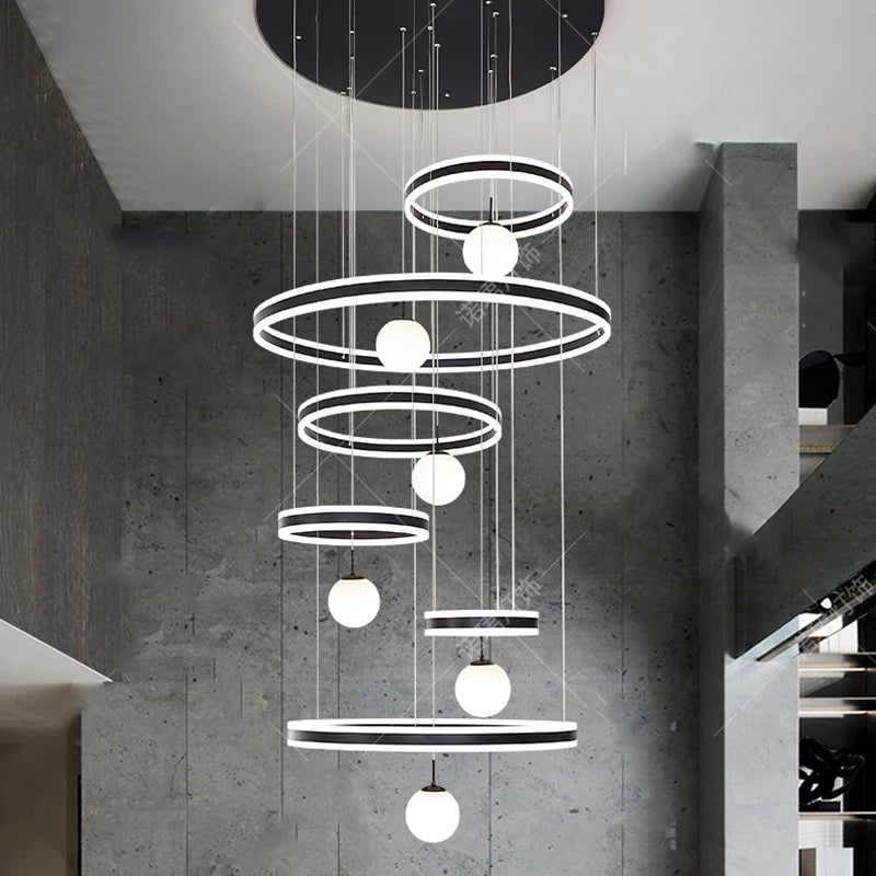 Suspension moderne en aluminium LED pour salle à manger, lumière modulable