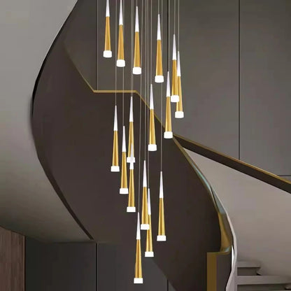 Suspension LED moderne en alliage pour escalier et salon, lumière chaude réglable