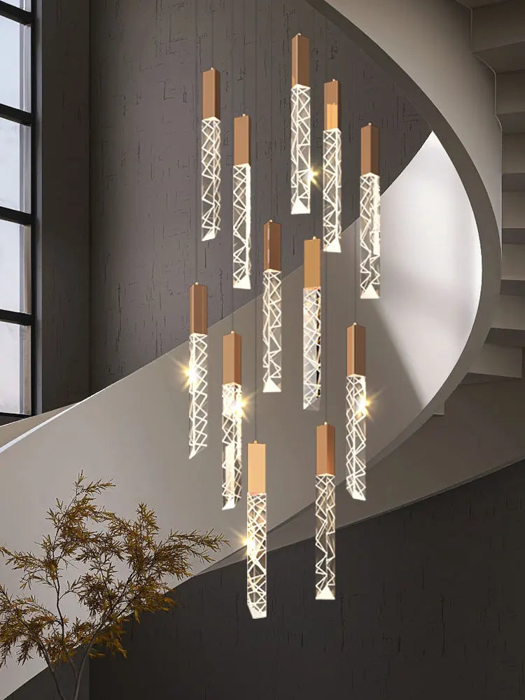 Suspension LED moderne spirale en cristal pour salon et duplex