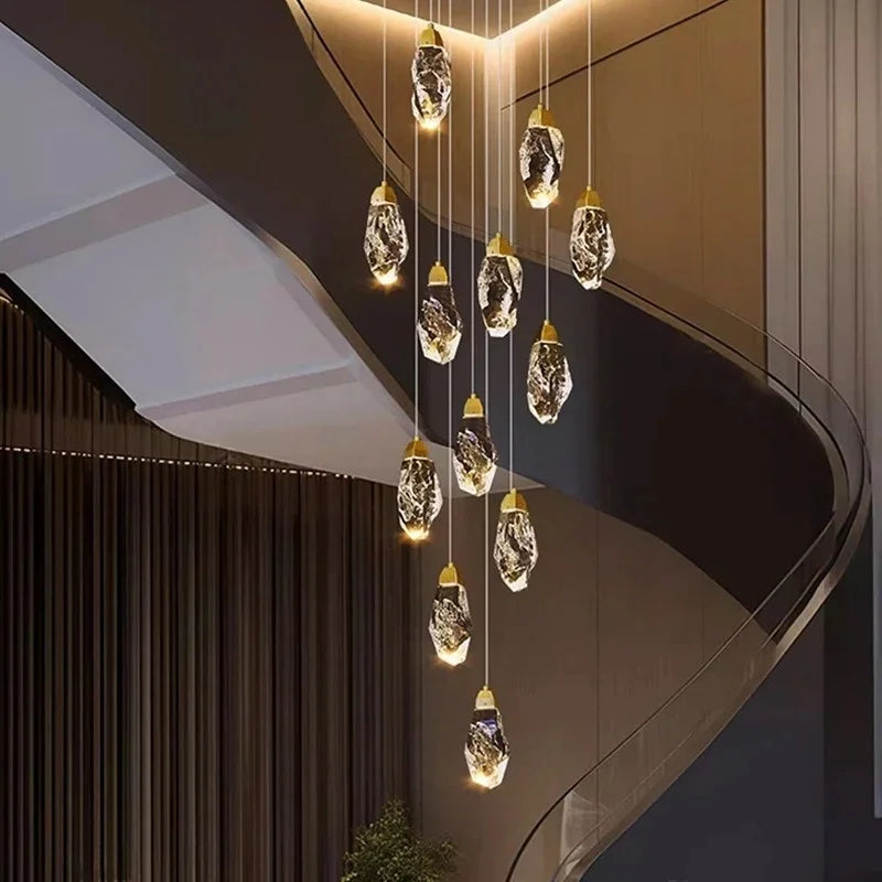 Lustre suspendu moderne en cristal LED, lumière chaude réglable pour intérieur design