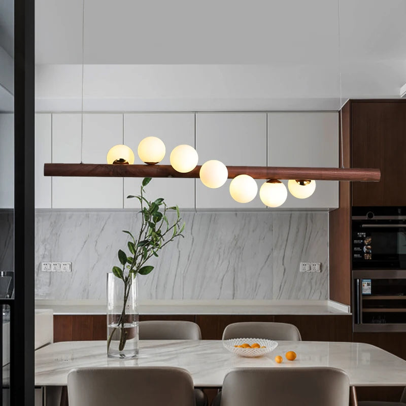 Suspension Plafonnier Bois Design Moderne G9, Lumière Ambiante Chaleureuse