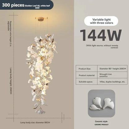 Suspension design moderne en céramique avec ampoules LED G9, ambiance chaleureuse