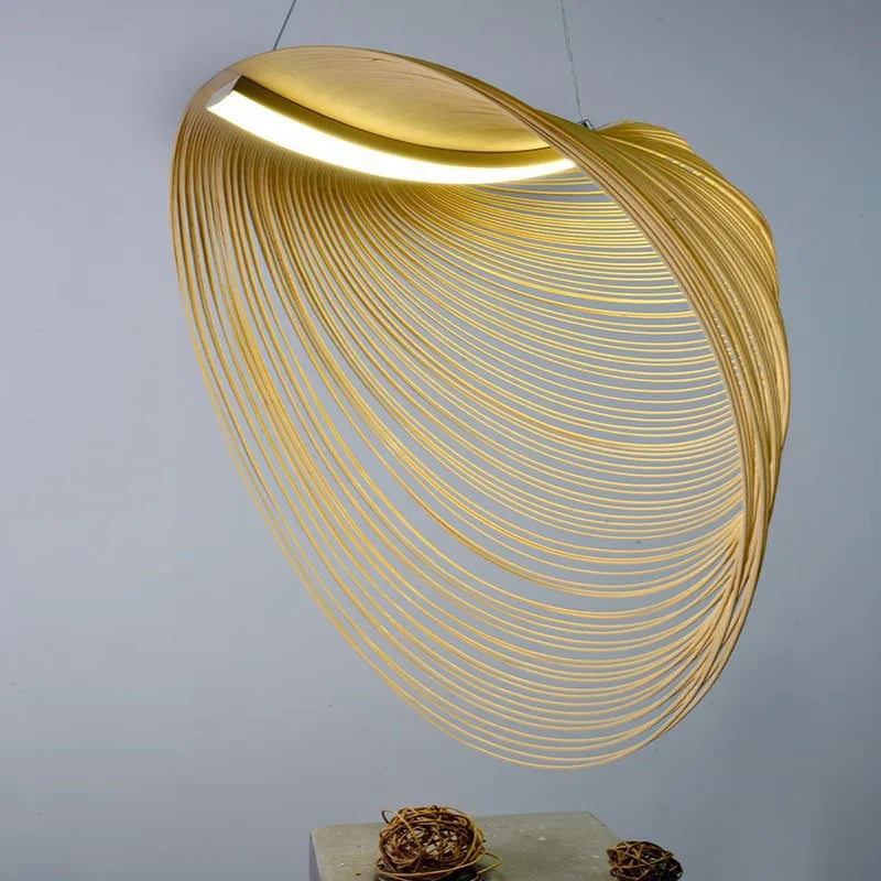 Suspension nid d'oiseau japonaise en bambou, éclairage moderne pour salon et chambre