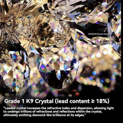 Lustre en cristal K9 de luxe, design moderne, lampe de plafond pour villa et salon