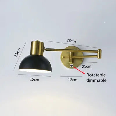 Applique Murale LED Moderne à Intensité Variable avec Interrupteur Télescopique Pliable