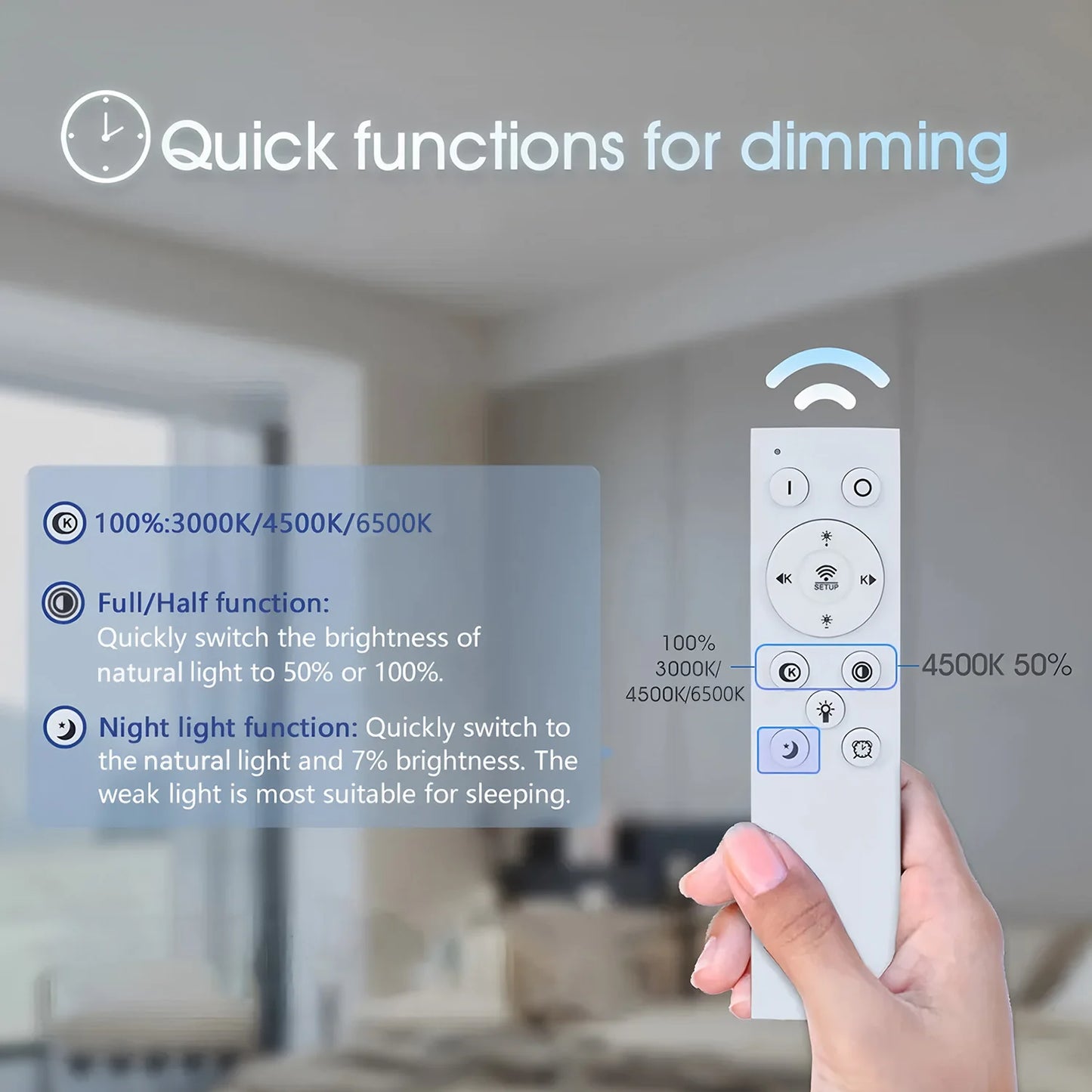 Plafonnier LED Nordique en acrylique réglable 3 couleurs pour salon et chambre