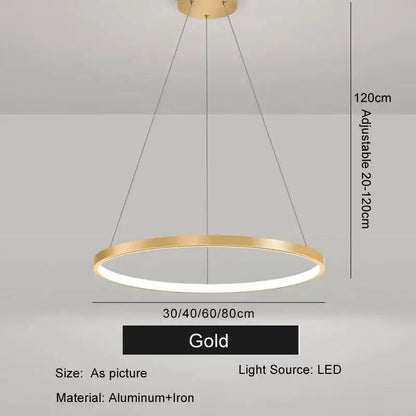 Suspension LED ronde moderne en aluminium noir et blanc, lumière chaude et froide pour intérieur