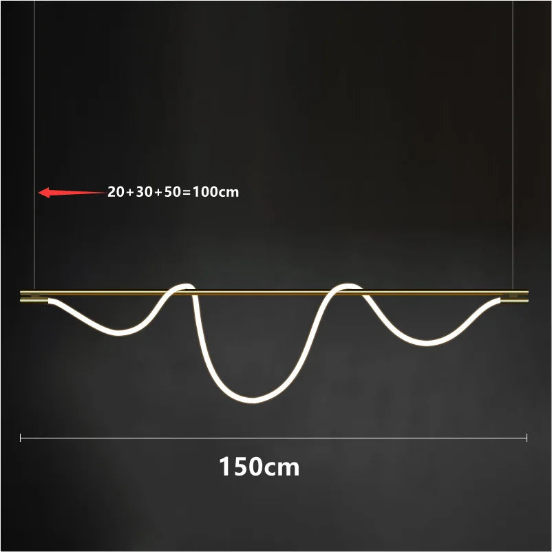 Suspension LED moderne à long tuyau pour salle à manger et bar, lumière chaude