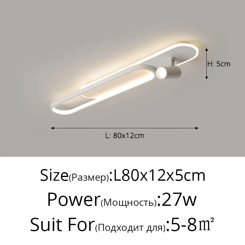 Plafonnier LED moderne avec projecteur or pour chambre et bureau