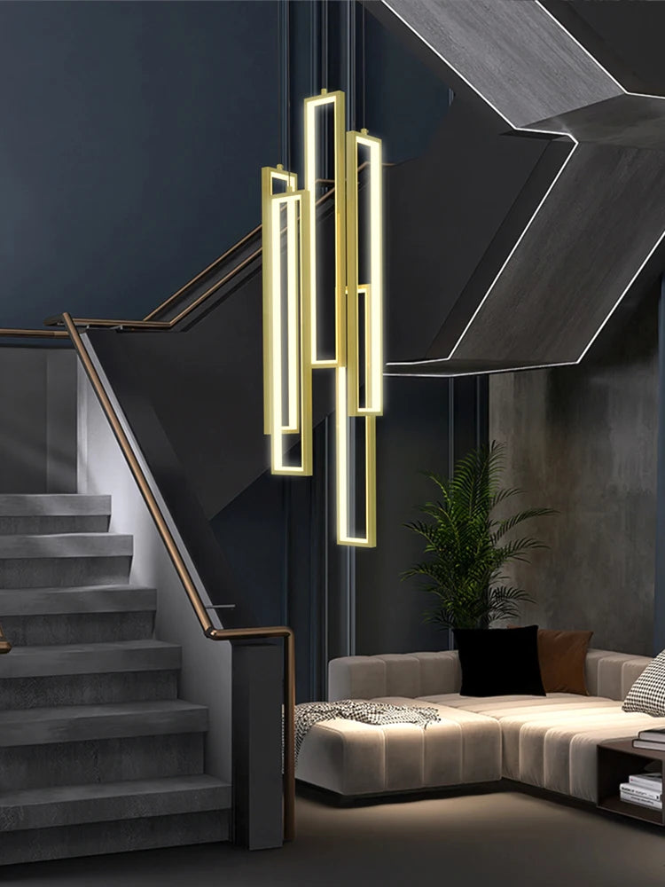 Suspension LED Minimaliste en Aluminium, Luminaire Moderne pour Hall et Escalier