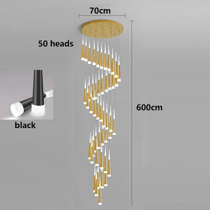 Suspension LED moderne en alliage pour escalier et salon, lumière chaude réglable