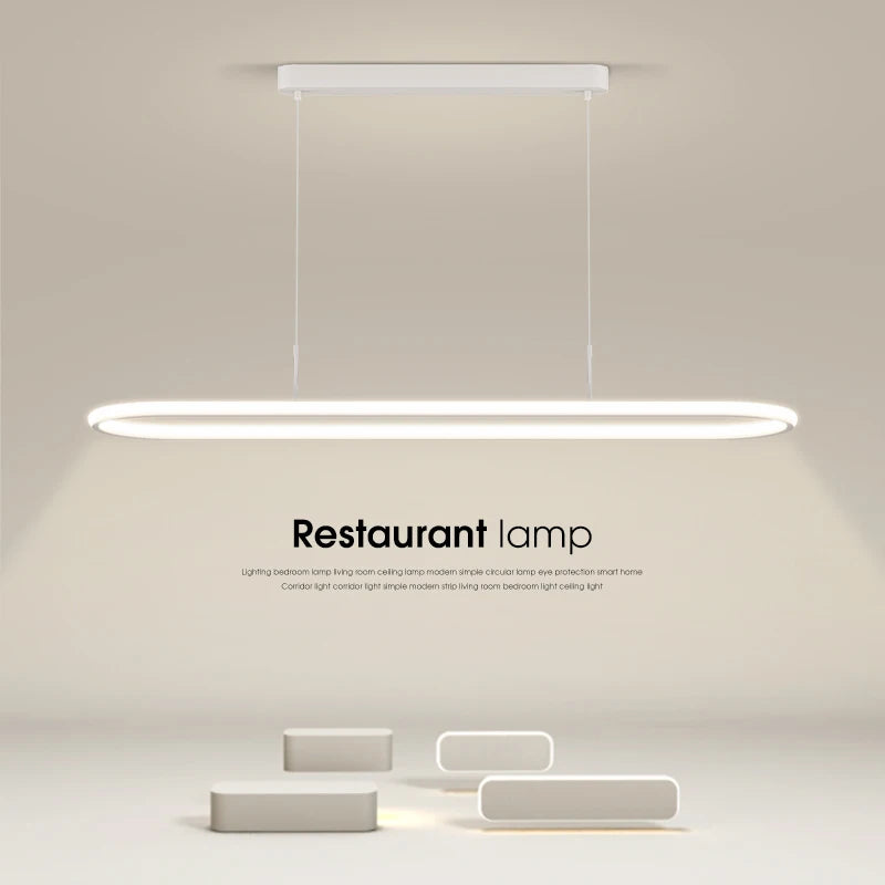 Suspension LED en aluminium noire ou blanche, lumière chaude pour table à manger