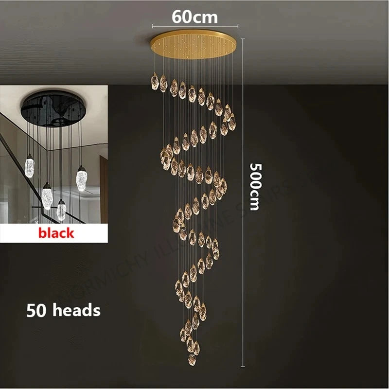 Lustre suspendu moderne en cristal LED, lumière chaude réglable pour intérieur design