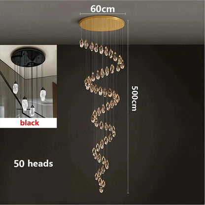 Lustre suspendu moderne en cristal LED, lumière chaude réglable pour intérieur design