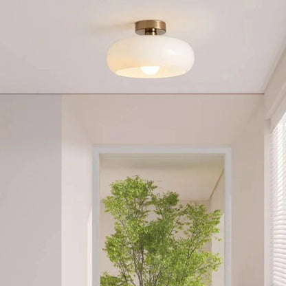 Suspension Bauhaus en verre blanc et orange, éclairage chaleureux pour intérieur moderne