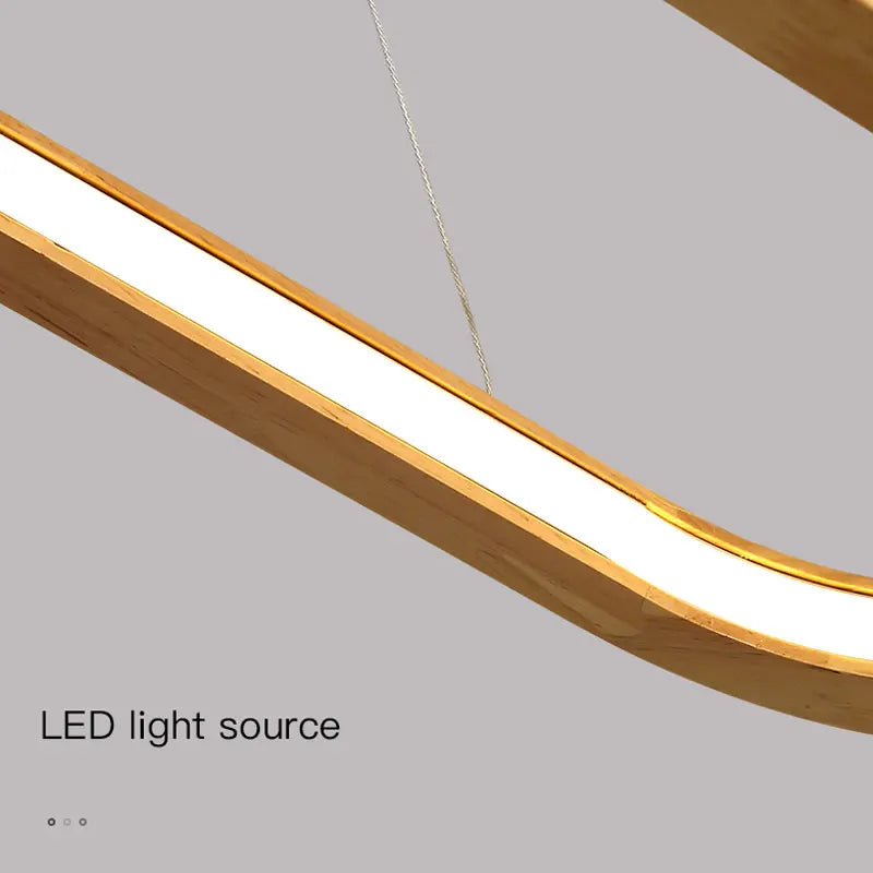 Suspension LED en bois design moderne, lumière blanche pour intérieur cosy