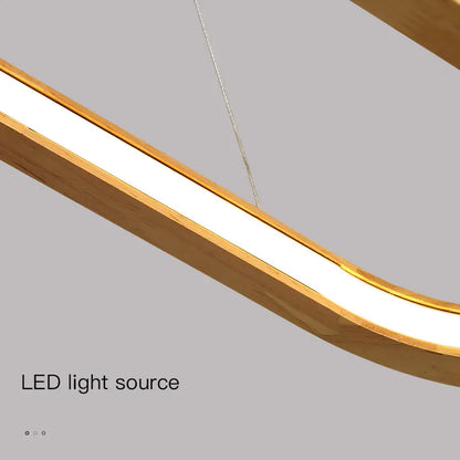 Suspension LED en bois design moderne, lumière blanche pour intérieur cosy