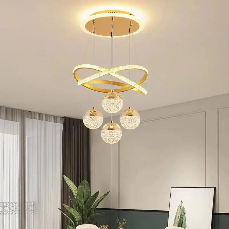 Suspension LED design Art Déco noir et or, éclairage 3 couleurs, 40 cm