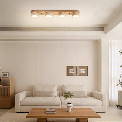 Plafonnier LED en bois de frêne et noyer pour salon et chambre