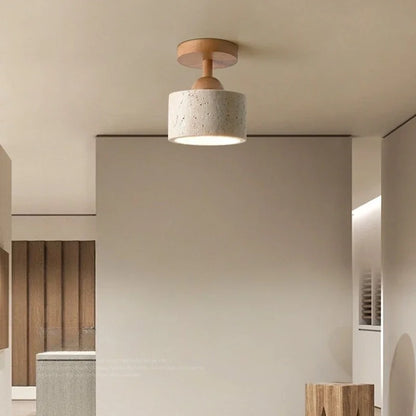 Plafonnier LED en pierre de travertin, lumière chaude pour salon et couloir
