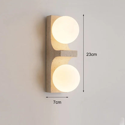 Applique Murale Rétro en Pierre Naturelle Jaune, Lumière Chaude Ambiance Cosy