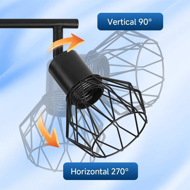 Plafonnier LED E27 en fer, angle réglable, design contemporain pour intérieur