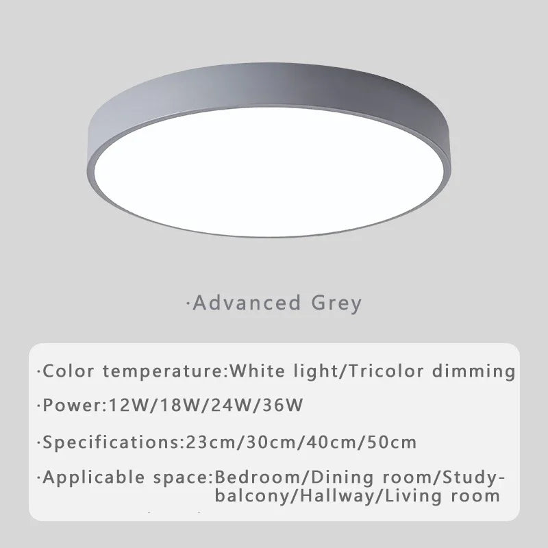 Plafonnier LED circulaire minimaliste en métal et acrylique, design moderne pour salon et bureau