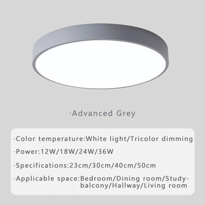 Plafonnier LED circulaire minimaliste en métal et acrylique, design moderne pour salon et bureau