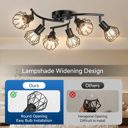 Plafonnier LED E27 en fer, angle réglable, design contemporain pour intérieur